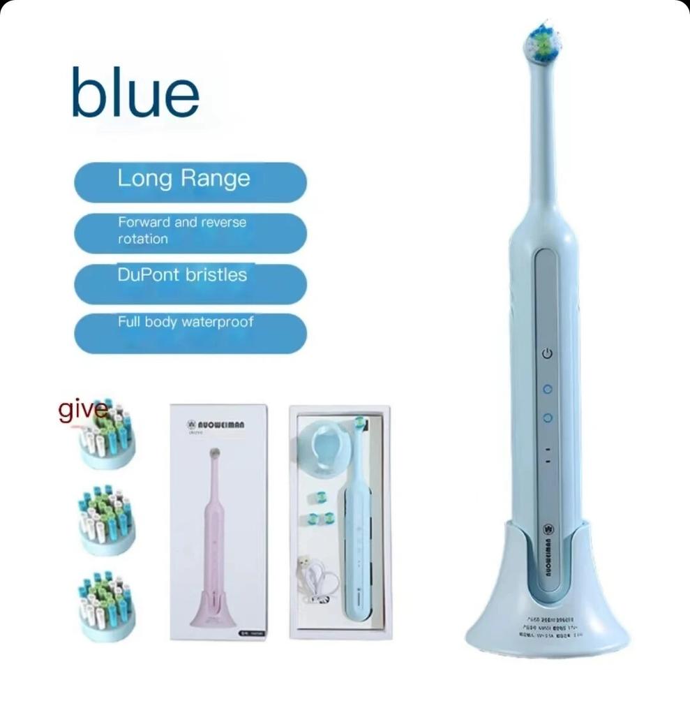 Brosse à dents électrique rotative pour nettoyer les dents des adultes Brosse à dents électrique avec 4 têtes de rechange supplémentaires