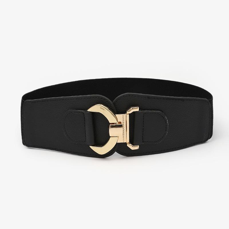 Court Literary And Artistic Retro Engraved Buckle Pin Buckle Women'S Elastic Elastic Braided Wide Waist Seal Belt Women