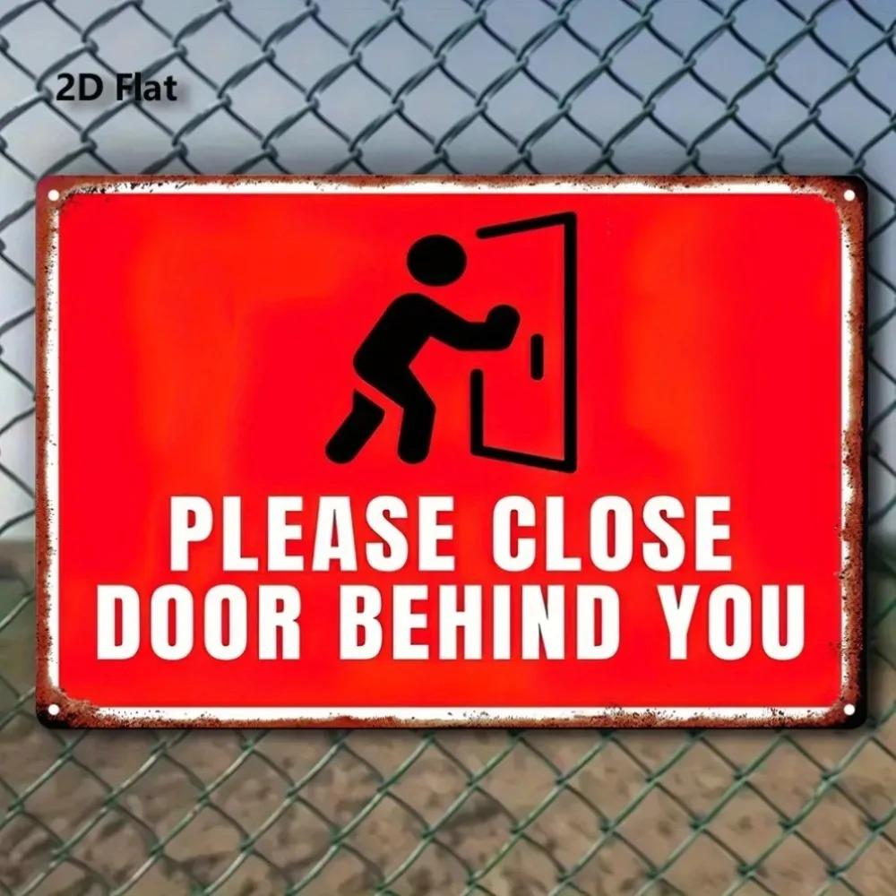 Vintage Metal Sign Please Close the Door Rustic Iron Decor for Home Cafe Bar Garage Wall 20x30cm