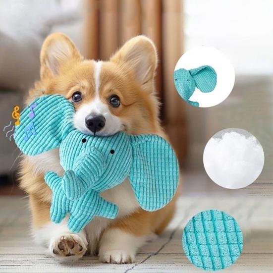 Dog Interactive Plush Toy Indestructible Stuffed Elephant Squeaky Wild Goose Puppy Teething Toy for Aggressive Chewers Stress Anxiety Relief