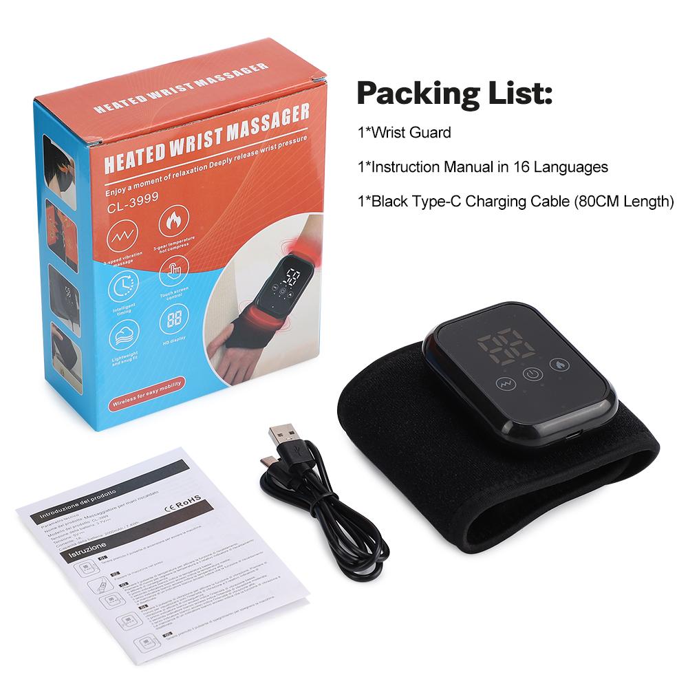 

Electric Wrist Massage Heating Pad with 3 Heating Levels & 3 Vibrations Adjustable Wrist Brace Wrap Guard Hot Compress Wristband