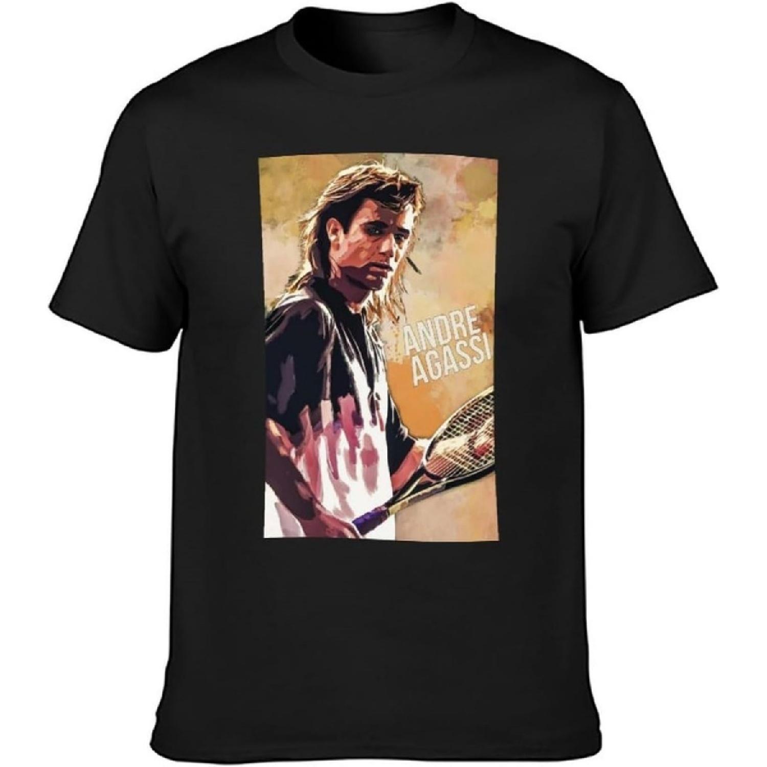 MXCAPITAL Andre Agassi Fan Art Black Mens T-Shirt Graphic Unisex Tee XXXXXL разноцветный