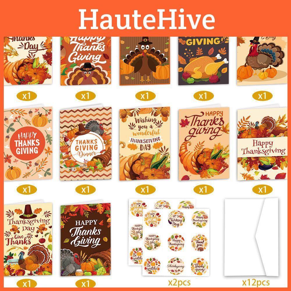 Thanksgiving Paper Turkey Envelope Greeting Cards Set Party Invitation Letter