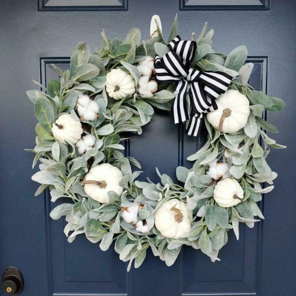 Coronițe de toamnă pentru ușa din față Coroniță de toamnă cu fructe de pădure, dovleac, frunze de arțar, decorațiune de Halloween, Ziua Recunoștinței, Festivalul Recoltei