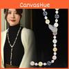 Pearl Long Necklace For Women With Leaf Pendant Natural Elegant Jewelry Gift For Autumn