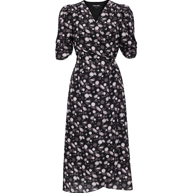 

VEROMODA Women s V-Neck Floral Print Tie-Waist Midi Dress M