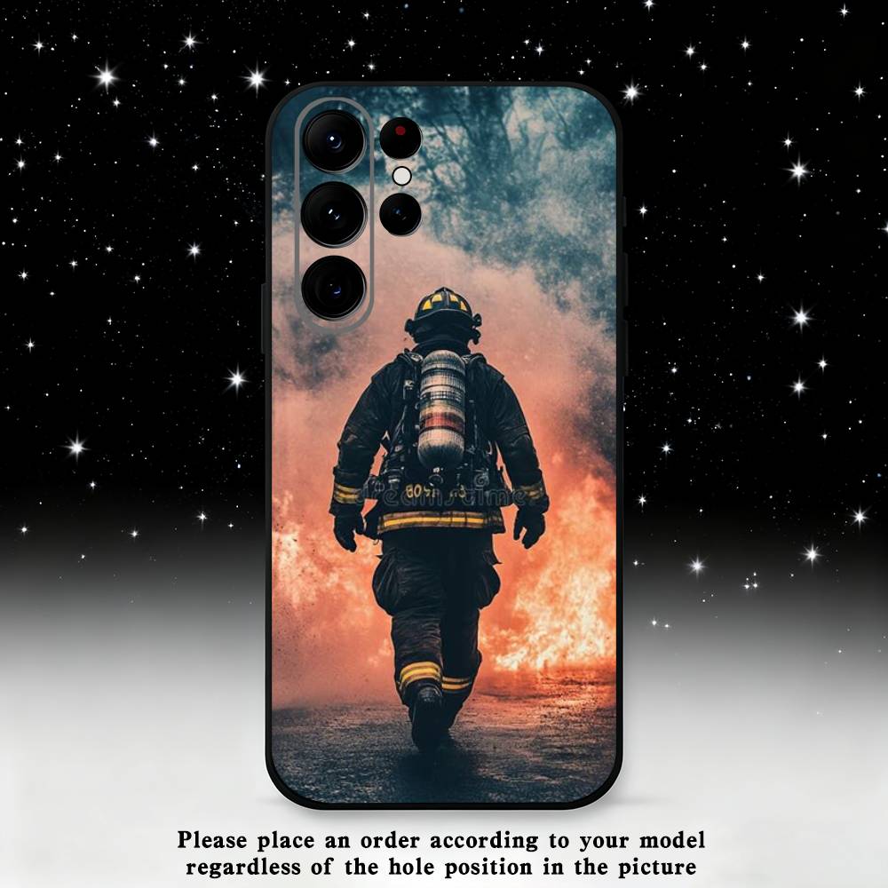 Fire Safety Firefighter Phone Case For Samsung S25,S24,S23,S22,S21,S20,S10,Ultra,Plus,Lite,FE,Soft Silicone Black Cover
