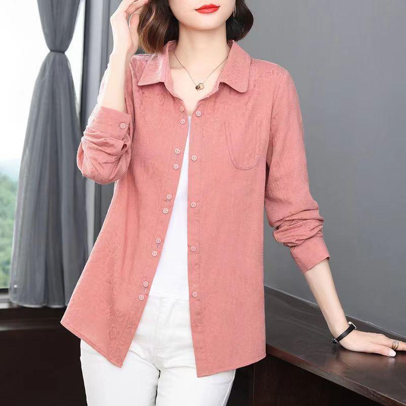 Breathable Cotton Blouse for Women Spring Autumn Loose Fit Fashionable High Quality Shirt for Mothers