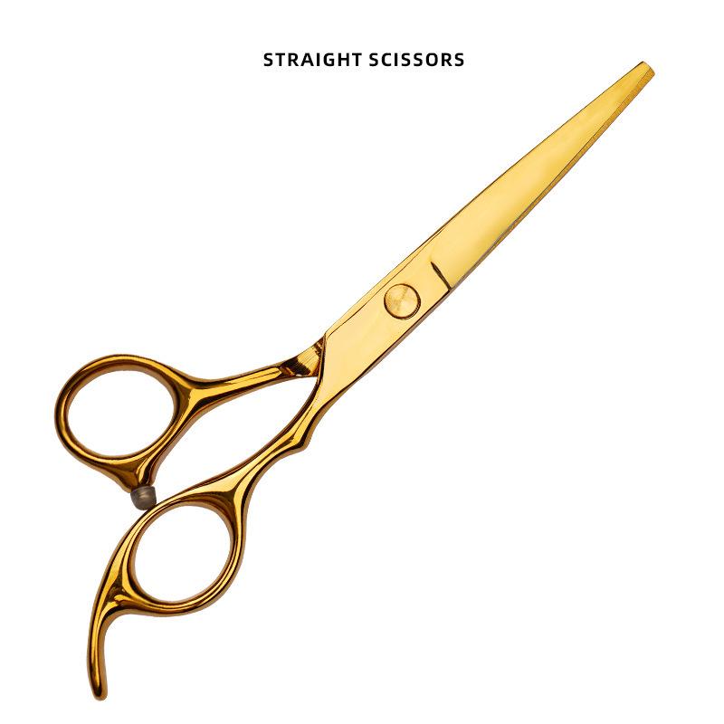 Gold Stainless Steel Professional Barber Hairdressing Scissors - Flat Tooth Thinning Scissors for Bangs
