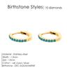 eManco Stainless Steel Birthstone Earrings Minimalist Huggie Hoop Earrings For Women Tiny Round Circle Unisex