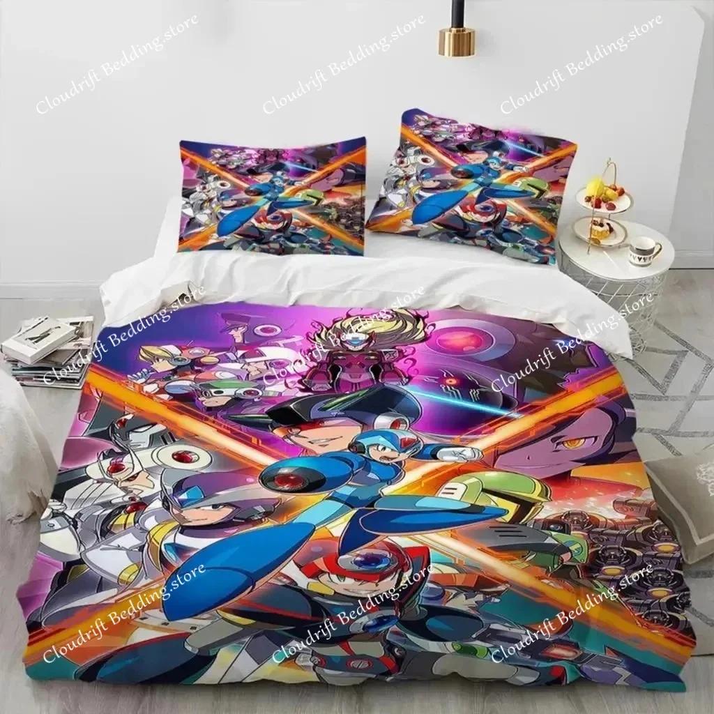 3D-Druck Rockman Megaman Spiel Cartoon Bettwäsche Set Jungen Mädchen Twin Queen Size Bettbezug Kissenbezug Bett Kinder Erwachsene026