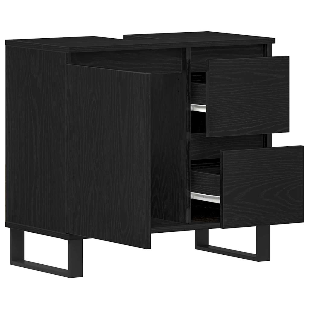Washbasin Cabinet with Door Black Oak Effect 65 x 33 x 60 cm
