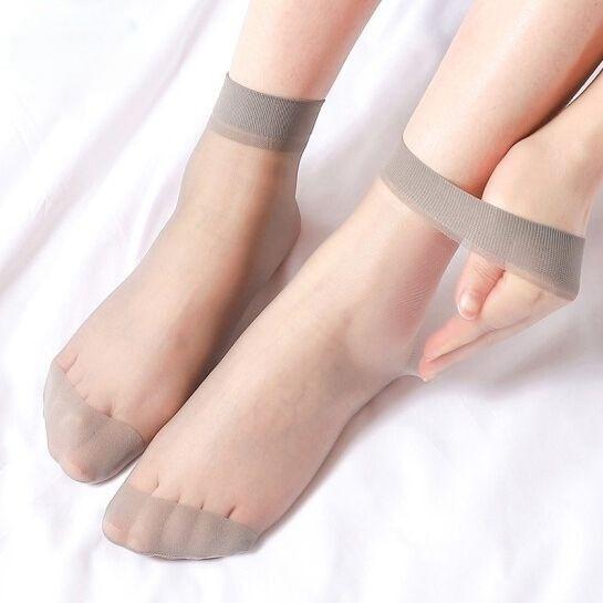

Yiwu Crystal Stockings Women S Summer Thin Glass Short Stockings Anti-Hook Silk Solid Color Invisible Stockings Black Silk one size серый