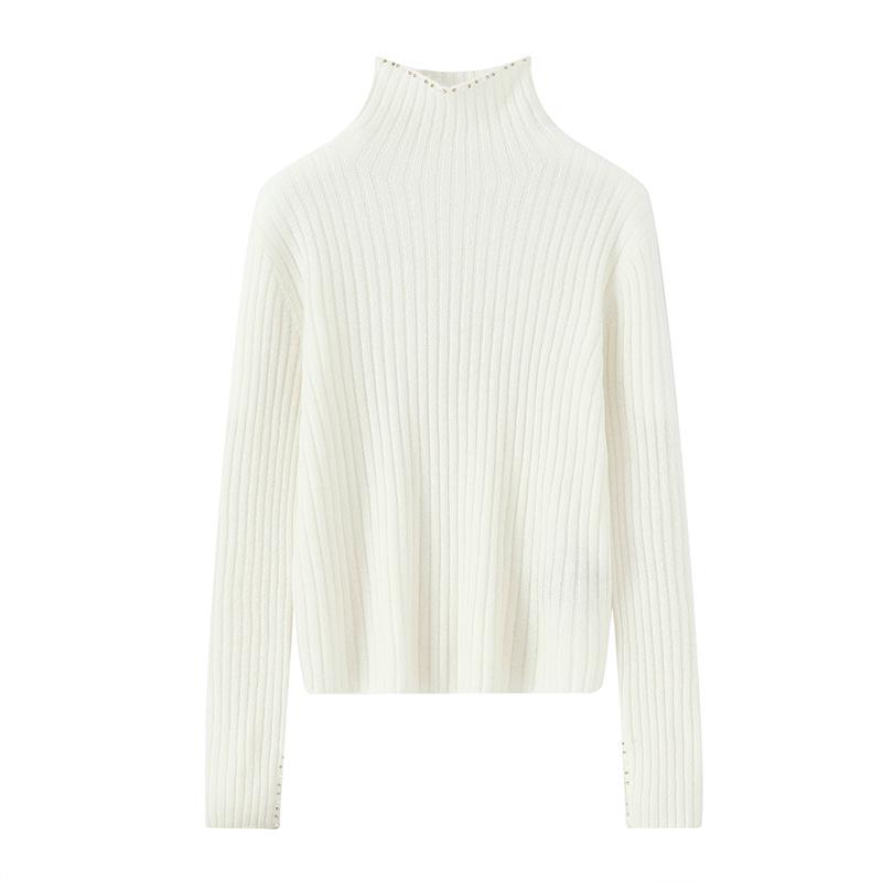 Lekasha Women's 100% Pure Cashmere Ribbed High Collar Knit Sweater