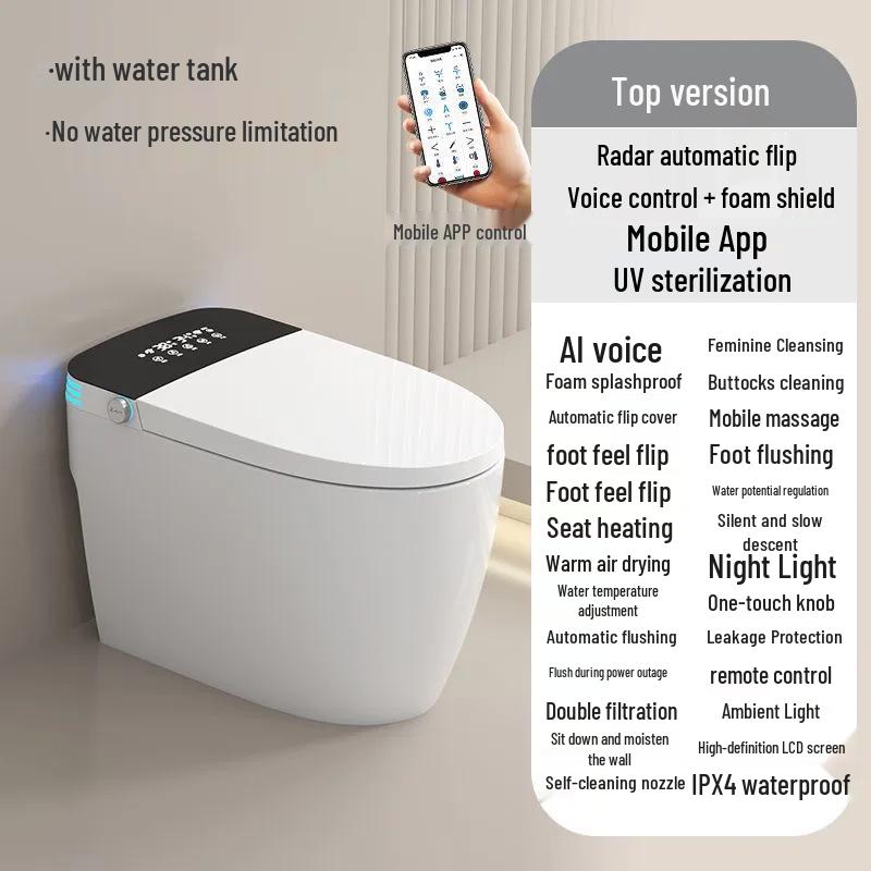 Smart One-Piece Automatic Toilet with Foam Shield, Instant Heating & Multifunctional Features for Hotel Use