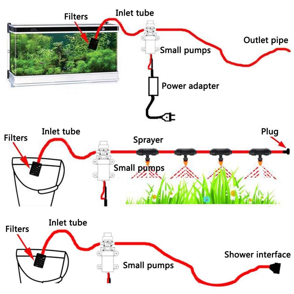 Wasserpumpe, schwarz, langlebig, DC 12 V, 130 PSI, landwirtschaftliche elektrische Mikro-Hochdruck-Membran-Wassersprüher, Autowaschanlage, 12 V