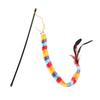 Rainbow Caterpillar Cat Teaser Toy Interactive Plush Wand with Feathers for Kittens Indoor Play