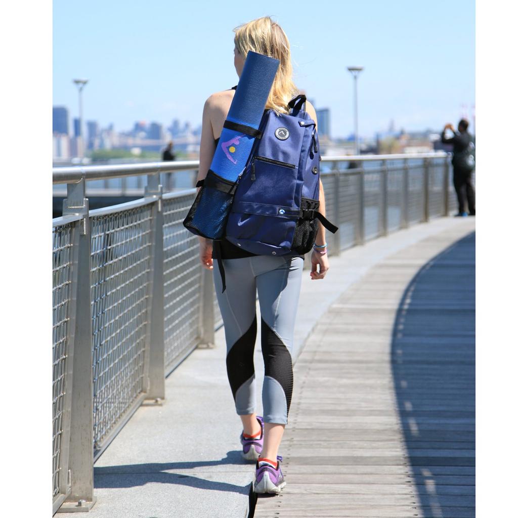 Aurorae Yoga Mat Sports Bag Crossbody Sling Backpack Multi-Purpose (Blue)