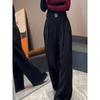 Summer Cool New Trendy Black Thin Loose Wide-Leg Pants for Women, High-End Versatile Casual Pants