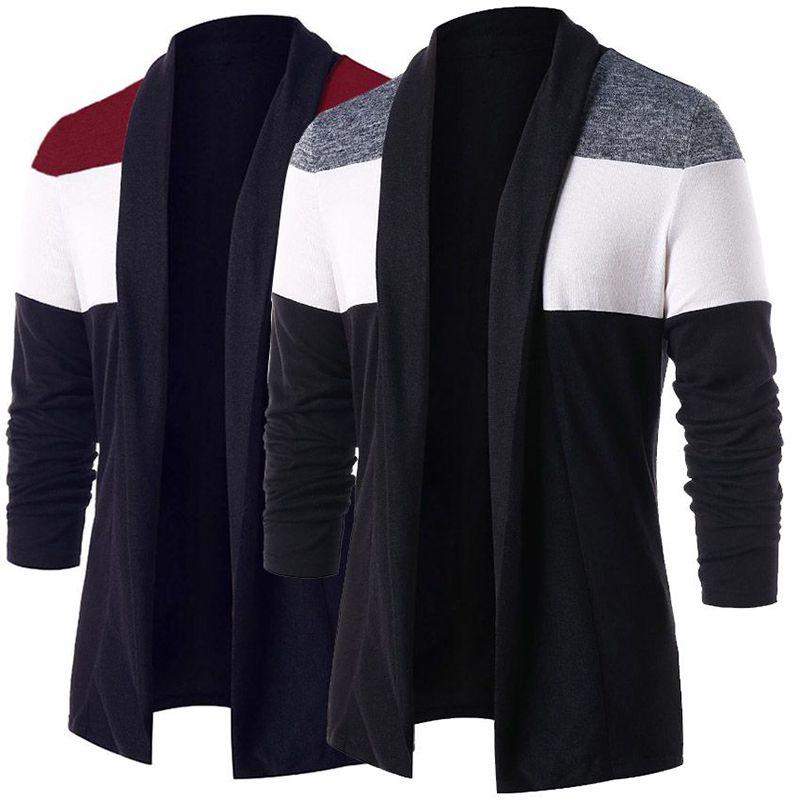 Mens Knitted Plain Cardigan Long Sleeve Casual Slim Fit Sweater Jacket Coat Tops