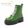 Mode AIYUQI Kurze Stiefel Damen Hoher Absatz 2025 Neu Echtes Leder Damen Stiefeletten Britischer Stil Vintage Plateau Damen Winterstiefel