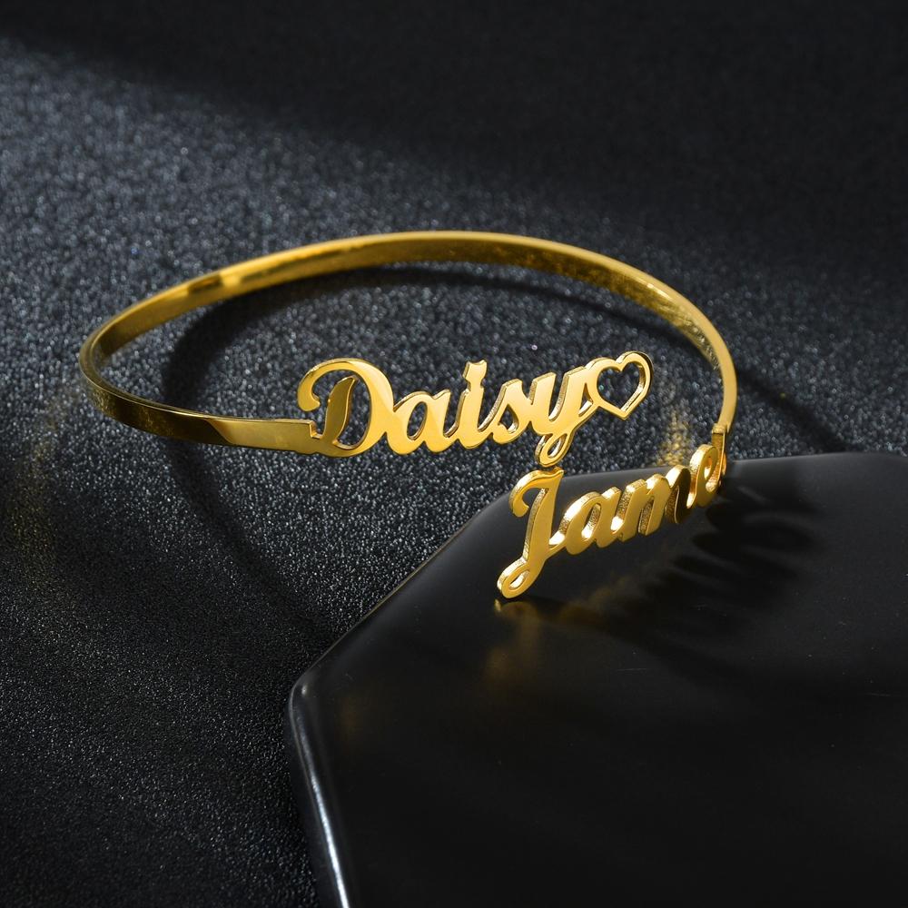 Customized Name Bracelet Personalized Custom Charm Gold Color Bangles for Women Stainless Steel Chrismas Jewelry Gift