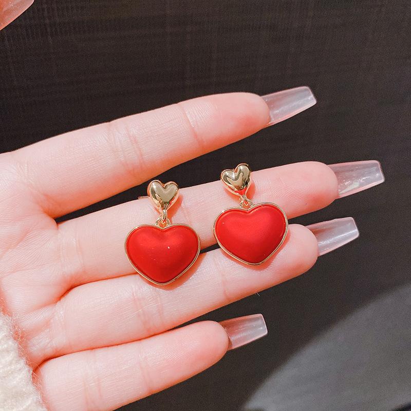 S Silver Needle Colorful Pearl Love Earrings Women's New Products Fashion Versatile Stud Earrings Temperament Earrings