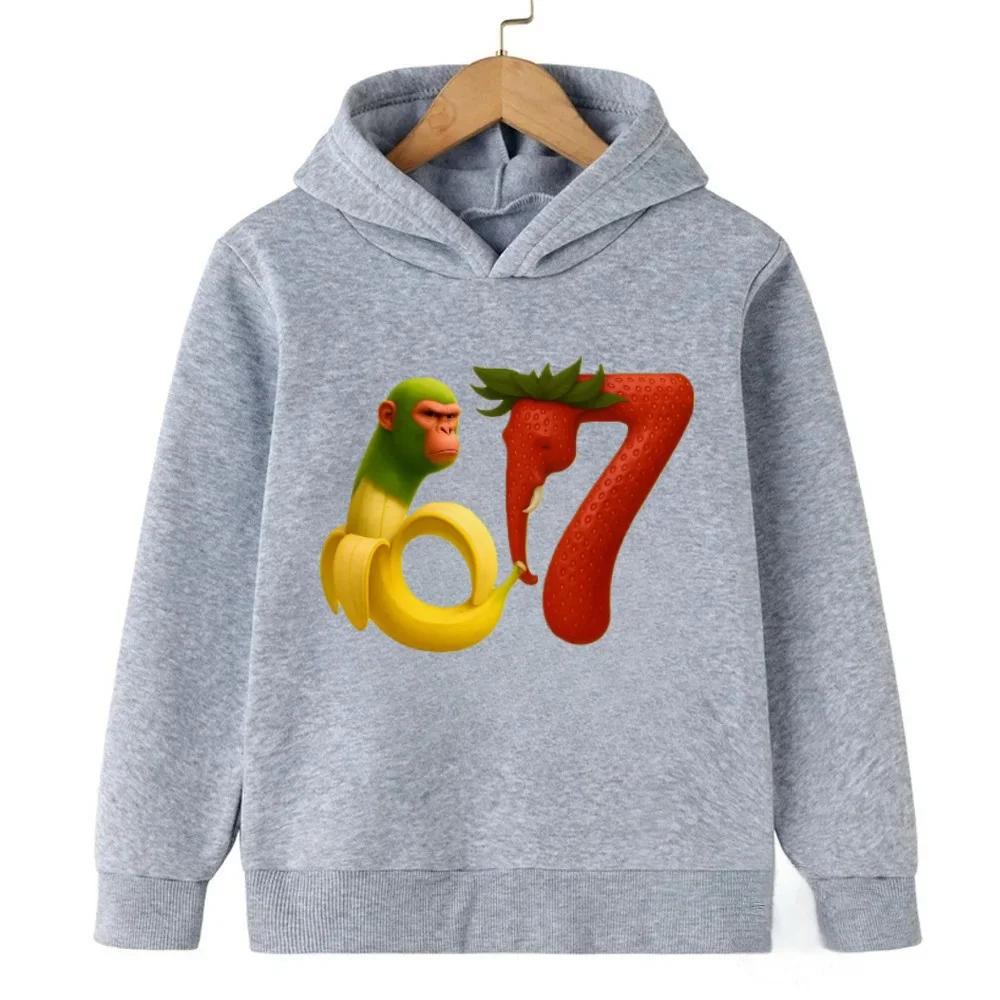 Spring Autumn 67 Six Seven Crazy Children's Hoodie Kids Casual Fashion Fun Boys Hooded Sweatshirt Pullover Girl Clothing Top