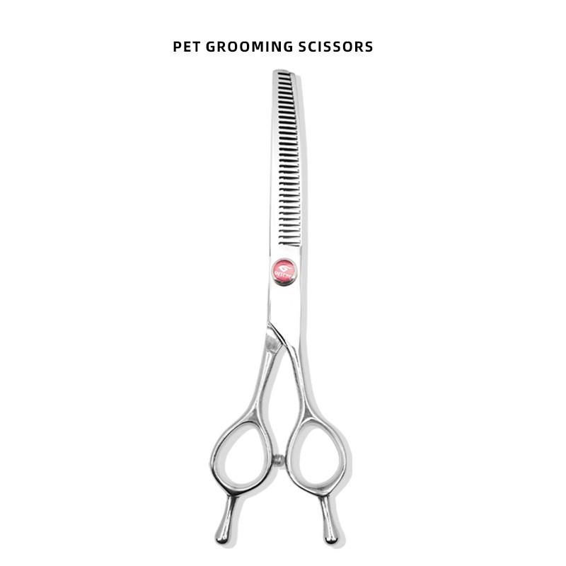 Professional Pet Grooming Scissors Set 6.5 Inch Stainless Steel Flat Curved Tooth Fishbone Fluffy Thinning Shears Dogs
