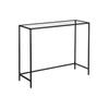 Console Table, Tempered Glass Table, Modern Sofa or Entryway Table, Metal Frame, Adjustable Feet, for Living Room, Hallway, Black