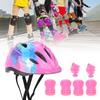 7pcs Kids Skating Bike Protective Gear Set Safety Helmet Knee Elbow Wrist PadPink Colorful Kids