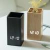 Merchant Festival LED Wooden Alarm Clock & Stationery Organizer with Voice-Activated Features and Pen Holder