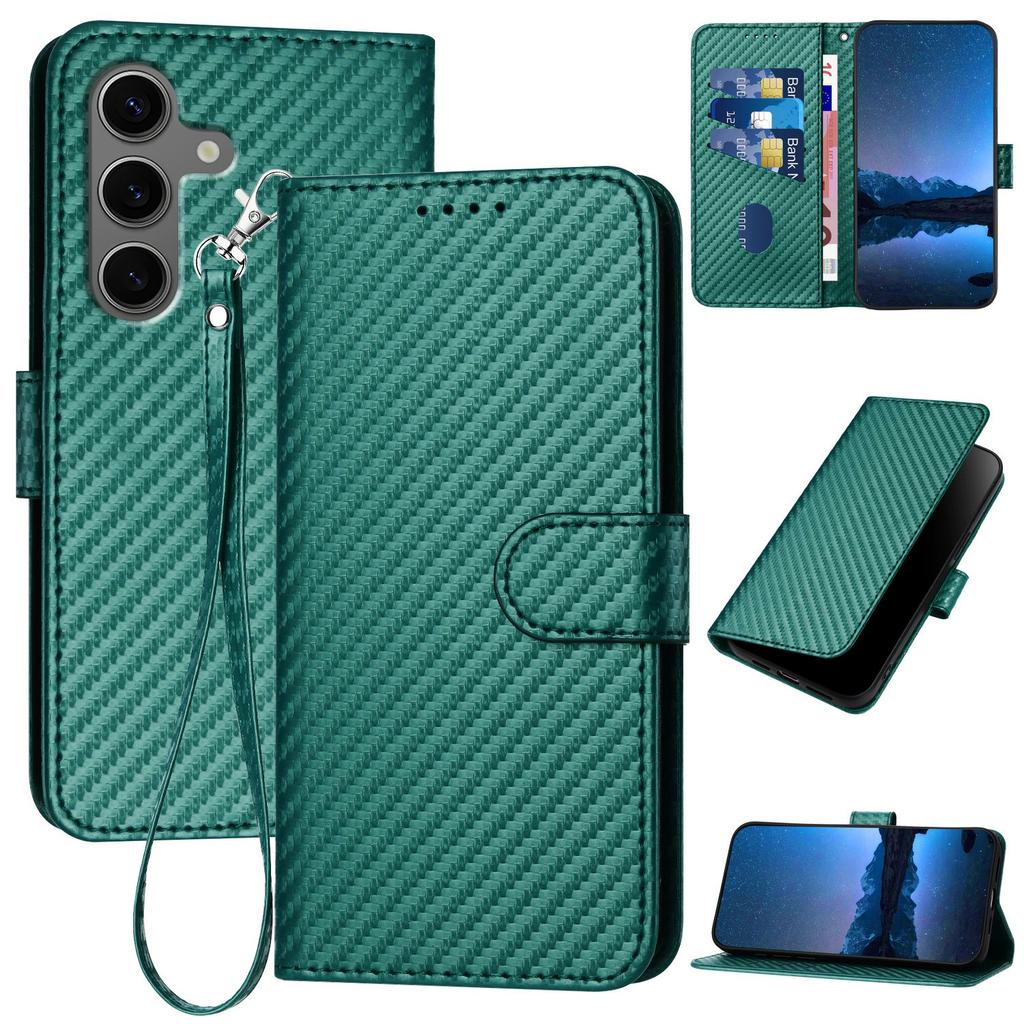 YX0070 For Samsung Galaxy S25+ Wallet Case Carbon Fiber Texture Leather Cell Accessories Phone Cover