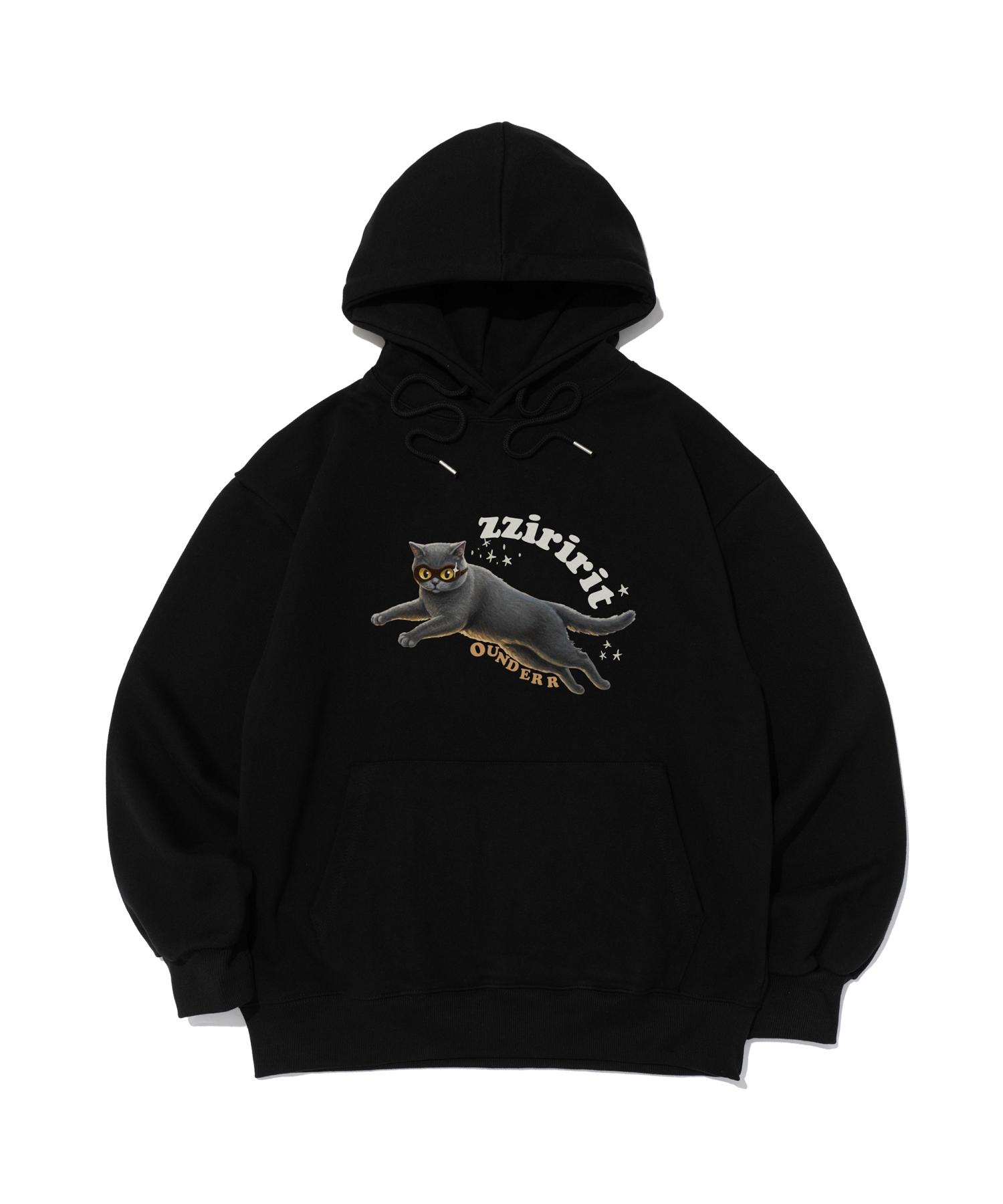 O Under R Летающие Zzzit Кошки Оверсайз Худи (черный) M (Fleece)