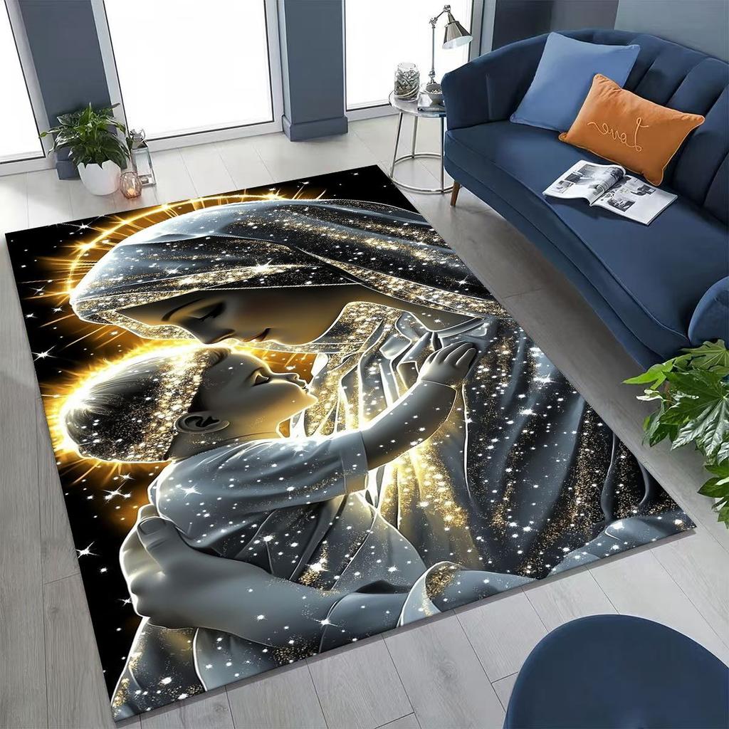 HD Faith Virgin Mary Jesus Blessed Rug Carpet for Bedroom Living Room Sofa Home Doormat Decor,Kids Play Non-slip Floor Mat