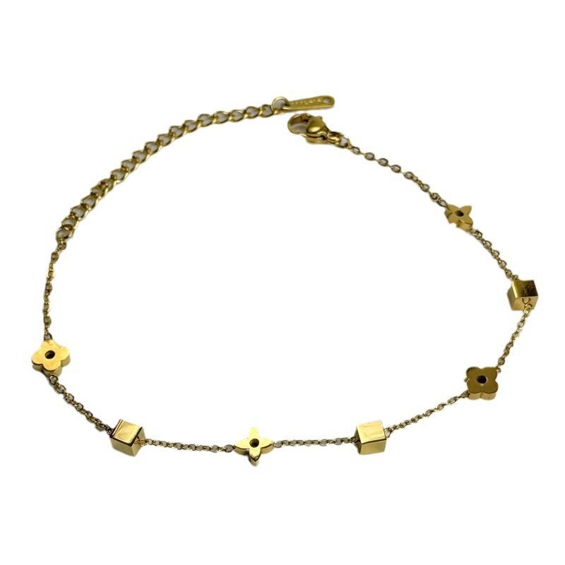 Lätt Lyx Fyrklöver Hand Smycken Avancerad Känsla av Dubbelsidig Fyrklöver Armband Kvinna Enkelt Lätt Lyx Temperament Armband