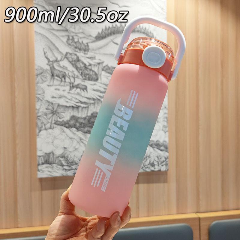 

Summer Matte Gradient Plastic Drinking Cup With Straw For Home And Commuting Use рожевий
