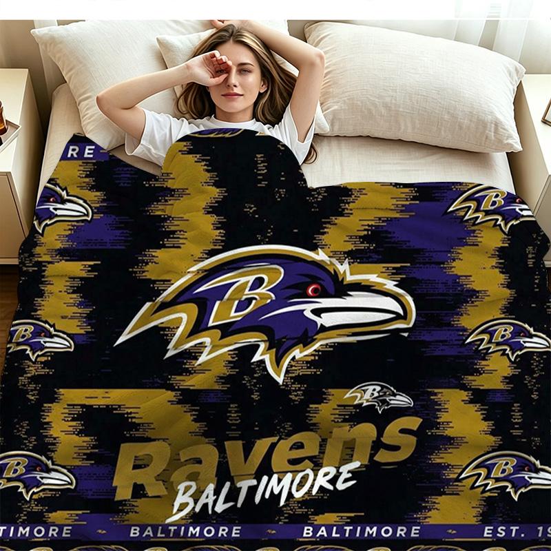 Baltimore Ravens Logo Print Flannel Blanket High Quality Warm Comfortable Cover for All Seasons Perfect for Gifts Home Decor