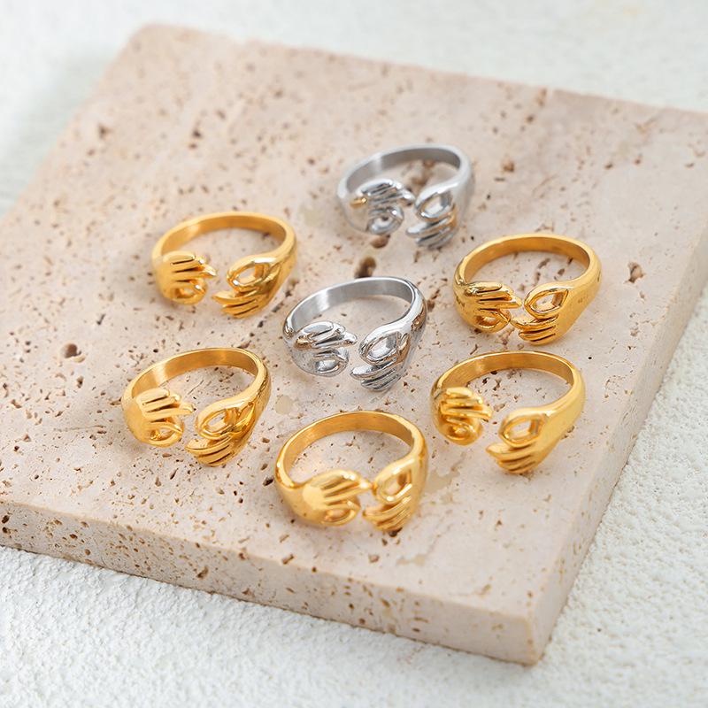 Hong Kong Retro-Style Open Ring: Unique Titanium Steel, 18K Gold, Non-Fading Women’s Jewelry