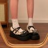 Plateau Mary Jane Schuhe für Damen 45cm Absatz Runde Zehenpartie Lolita Gothic Japanischer Koreanischer Stil PU-Leder Schwarz Braun
