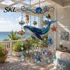 Kristallperlen Hängender Schmuck Meeresbewohner Acryl Fensteraufhänger, Buntglas-Stil Meeresschildkröte Wal Delfin Suncatcher Wasserdicht Windspiel mit