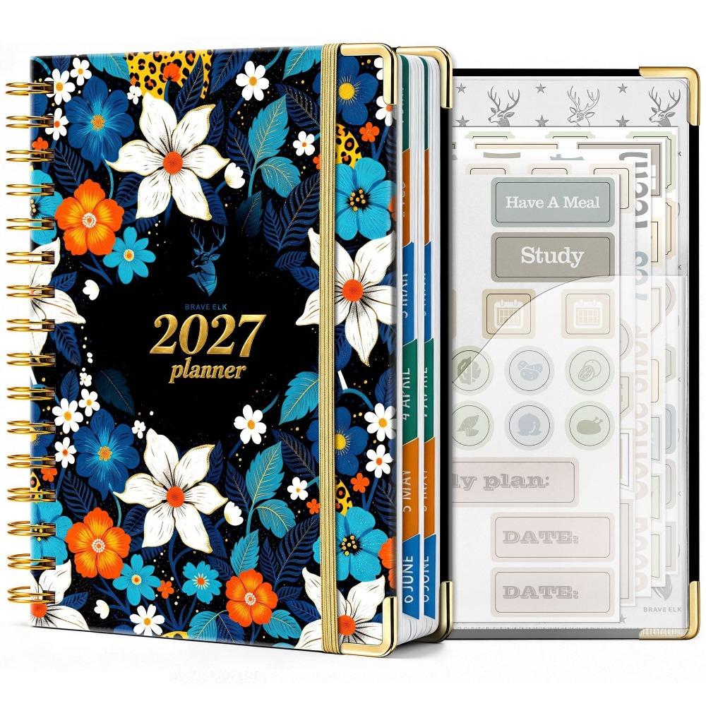 Lay Flat 180° Coil Diary Book Metal Corner Protector Spiral Notebook For Goal Tracking