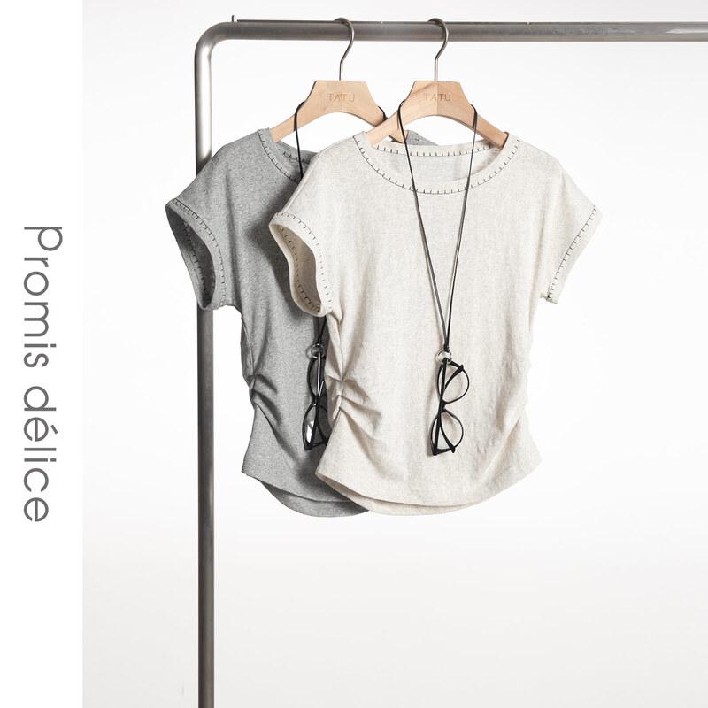 Women s Pleated Slim Fit Short Sleeve T-Shirt M
