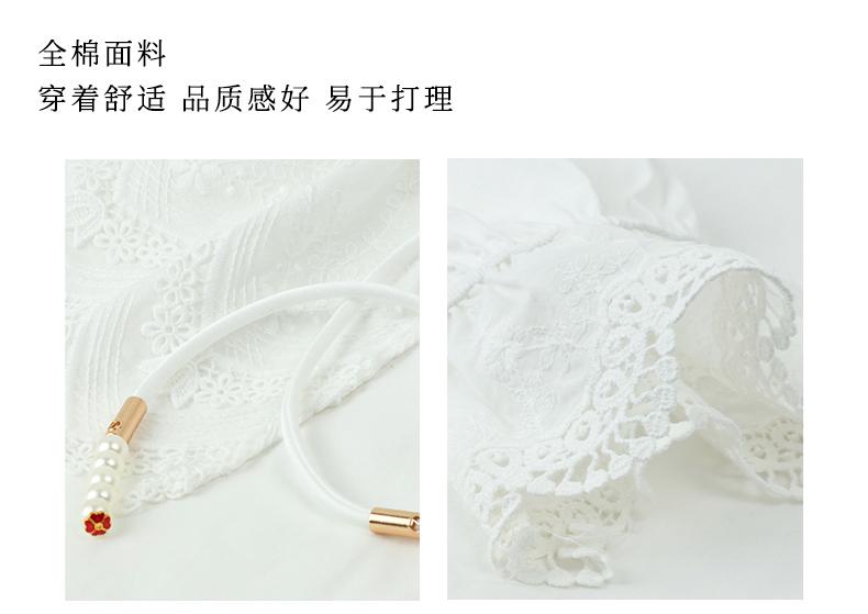 Spring "Bohemian" series gentle fairy style top sweet lace doll collar tied shirt