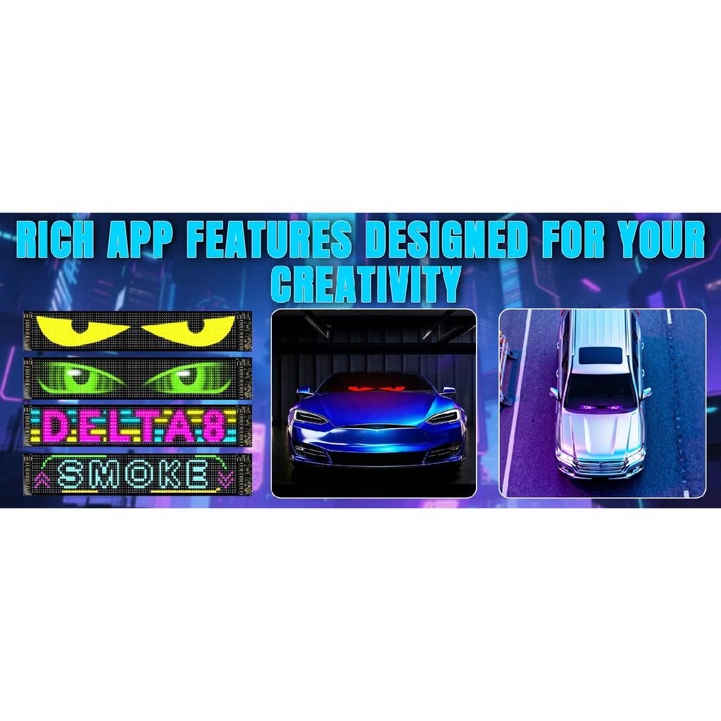 Smart Rgb Full Color Flexible Led Screen Bluetooth App Control Car Rear Window Advertising Rolling Display