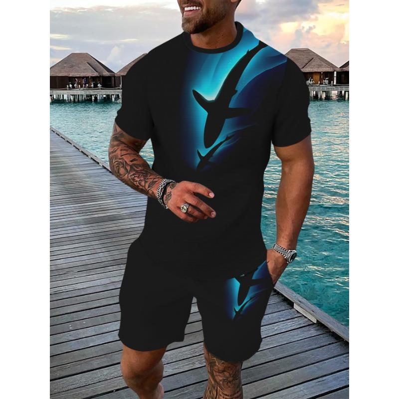 Casual Sports Suit Breathable Outdoor Casual Men s T-Shirt and Pants Suit Summer 3D Printing Suit Adult Men S