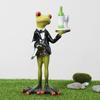 Garden Frog Statue Waiter Flower Bouquet Toilet Frog Figurine Sculpture Indoor Outdoor Home Office Desktop Decoration Ornament