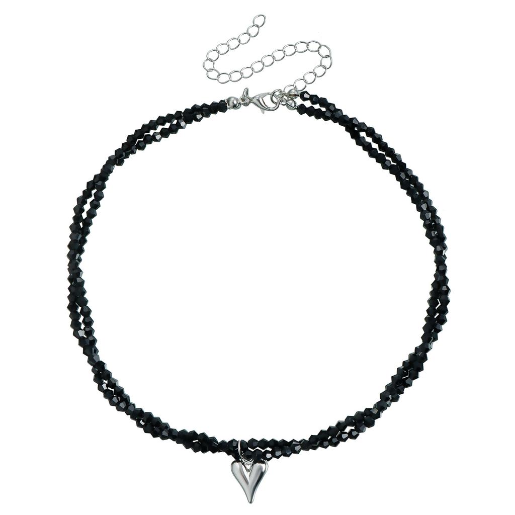 Jewelry Simple Design Double-Layer Crystal Love Pendant High-End Necklace Female