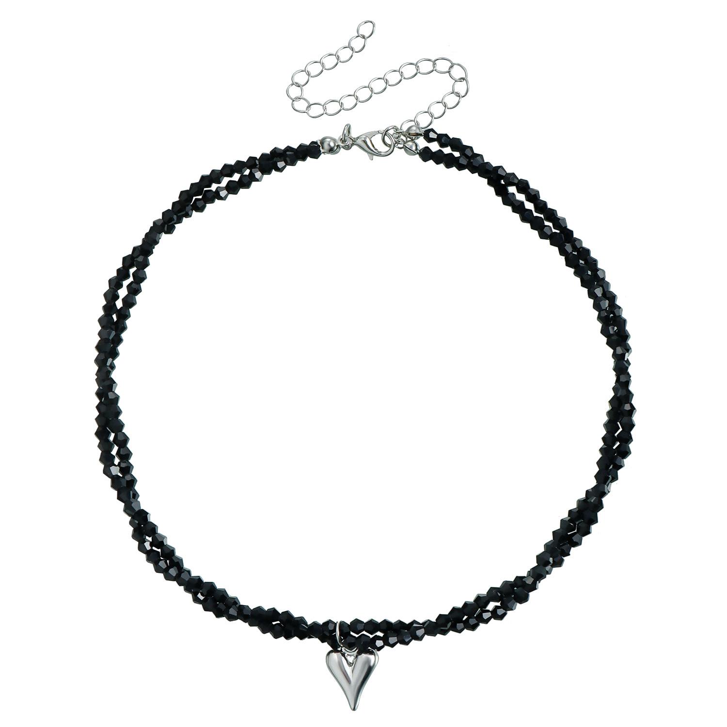 

European and American jewelry simple niche design double-layer crystal love pendant ins high-end necklace women