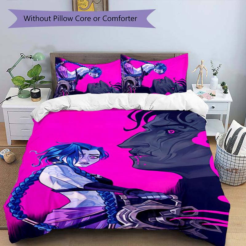 3pcs Jinx pattern bedding set duvet cover set includes duvet cover &pillowcases, perfect all season bedroom decoration & gift